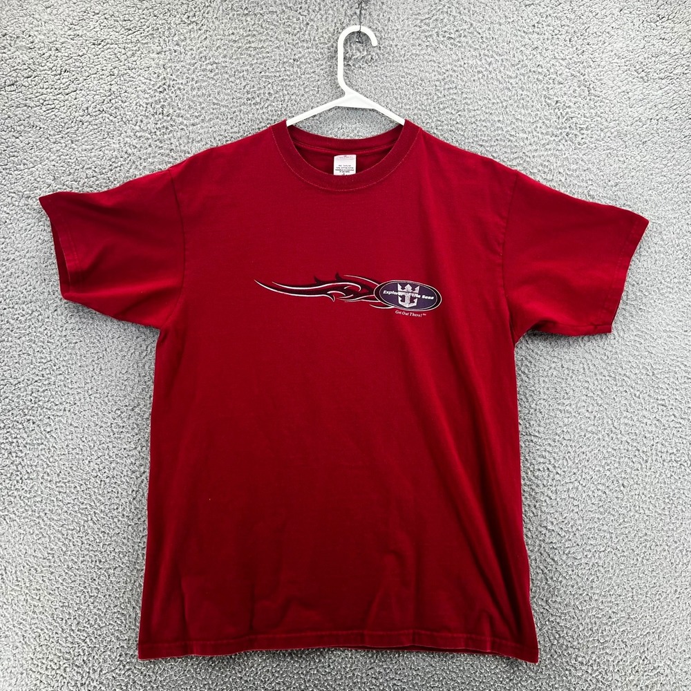 Vintage Y2K Royal Caribbean Explorer of the Seas T-Shirt Red Flame Graphic Men L